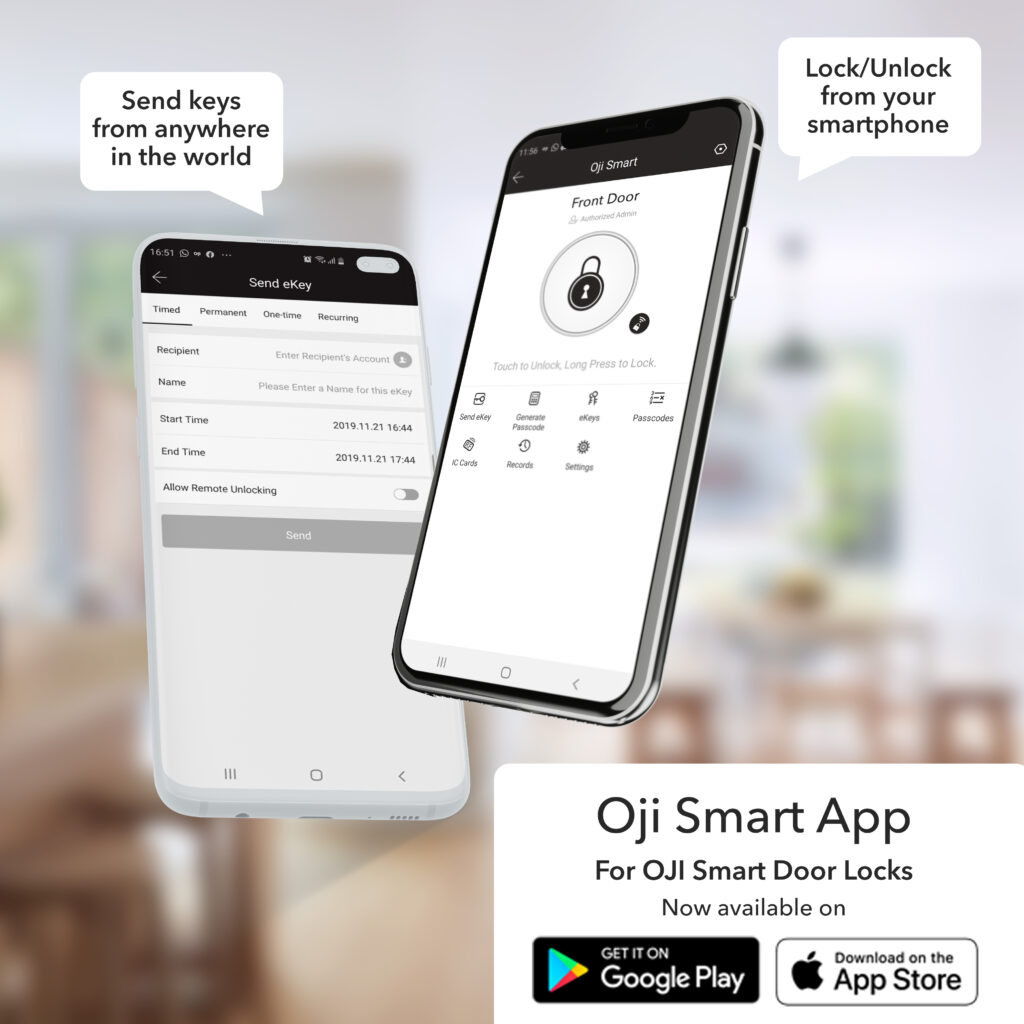  the Oji Smart App for your Oji Code+ Smart Door Lock